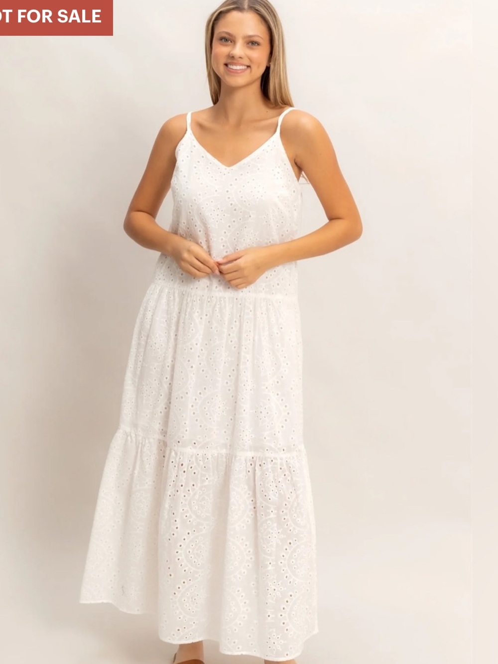 Hyfve White Eyelet Maxi Dress with Spaghetti Straps